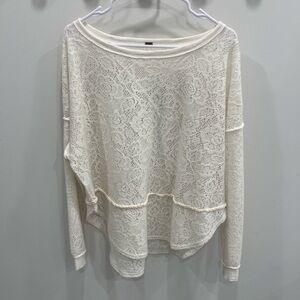 Free People Cream Lace Sweatshirt